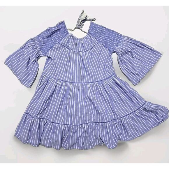 Free People Dresses & Skirts - Free People Lola Dress Embroidered Stripe Chambray Women's Size S Tassel